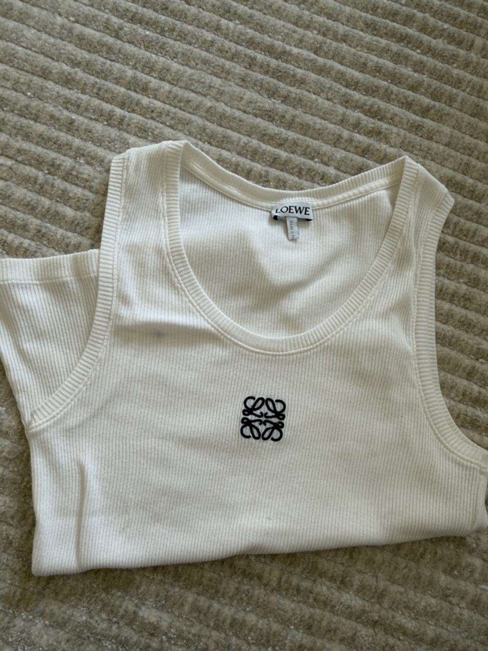 Loewe white Ribbed Tank with Black Logo
